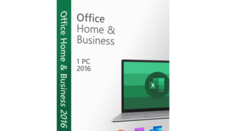 Microsoft Office 2016 Home and Business Mac Product Key displayed on a MacBook screen.