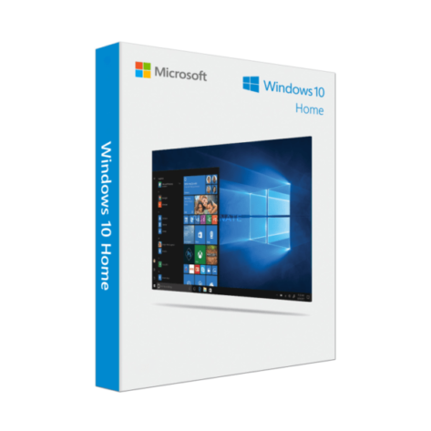 Windows 10 Home logo with retail license product key card