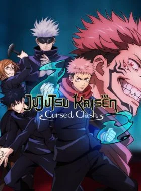 Jujutsu Kaisen Cursed Clash game art featuring main characters in dynamic fighting poses